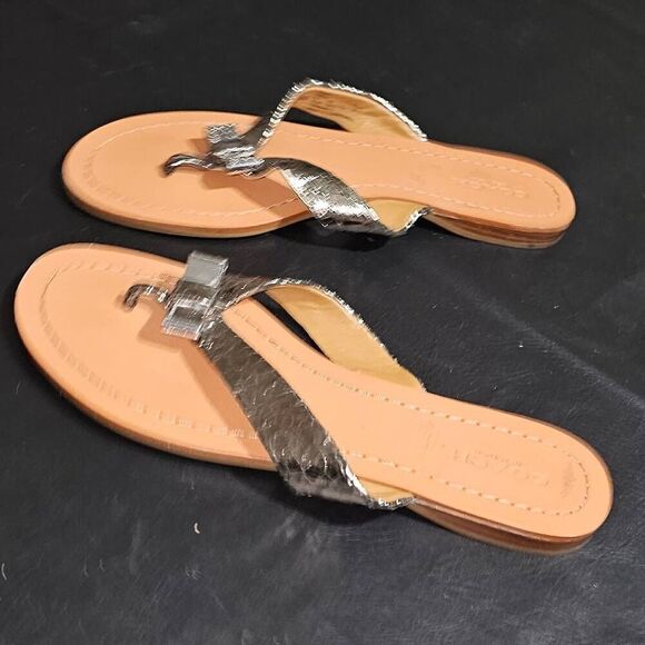 Coach Womens‎ Silver Bow Flip Flop Sandals 6.5 - Picture 3 of 7